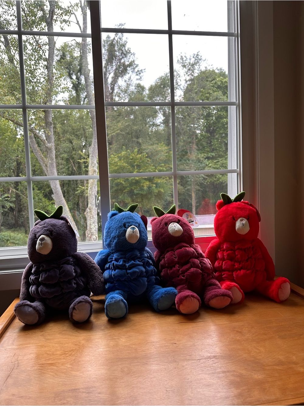 Gigglescape Plush Strawberry BearsStuffed Animal Set - Red, Maroon, Blue, Purple